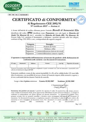 Certficato Ecocert