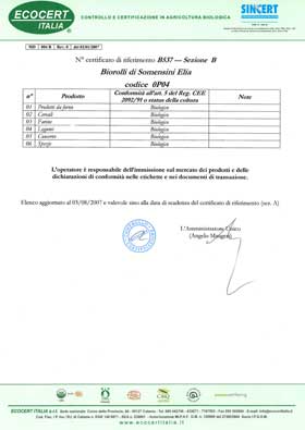 Certficato Ecocert